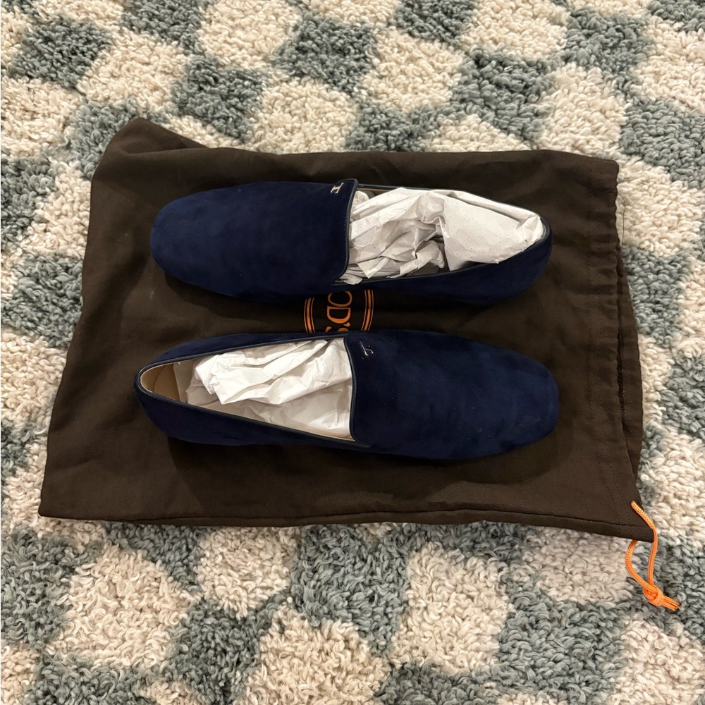 Tod's Women's Navy Suede Moccasins